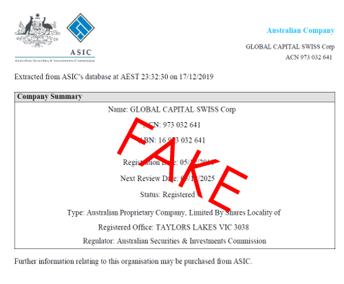 fake company extract
