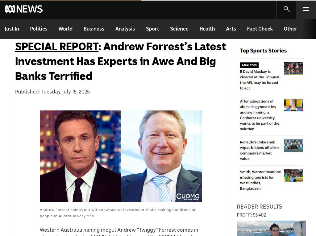Scam site ABC - Andrew Forrest