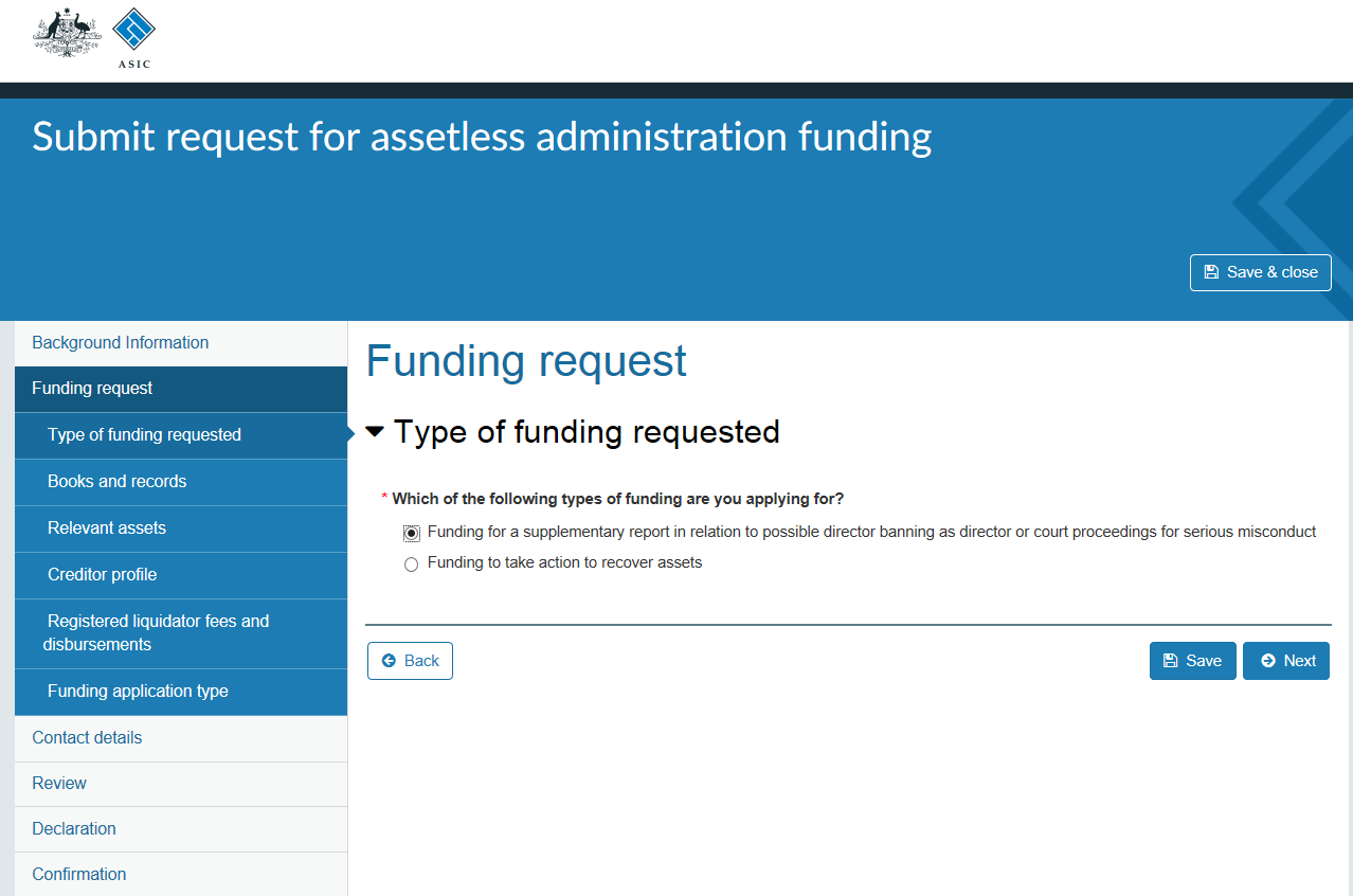 Screenshot of Types of requests web page