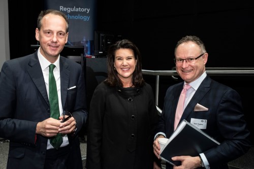 ASIC Chair James Shipton with Senator Jane Hume and ASIC Commissioner Sean Hughes at the Life Insurance Sales Calls Voice Analytics and Voice-to-Text Symposium