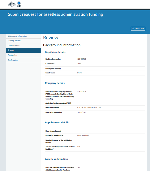 Review the information you have entered in the transaction