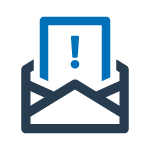 Envelope with warning letter icon