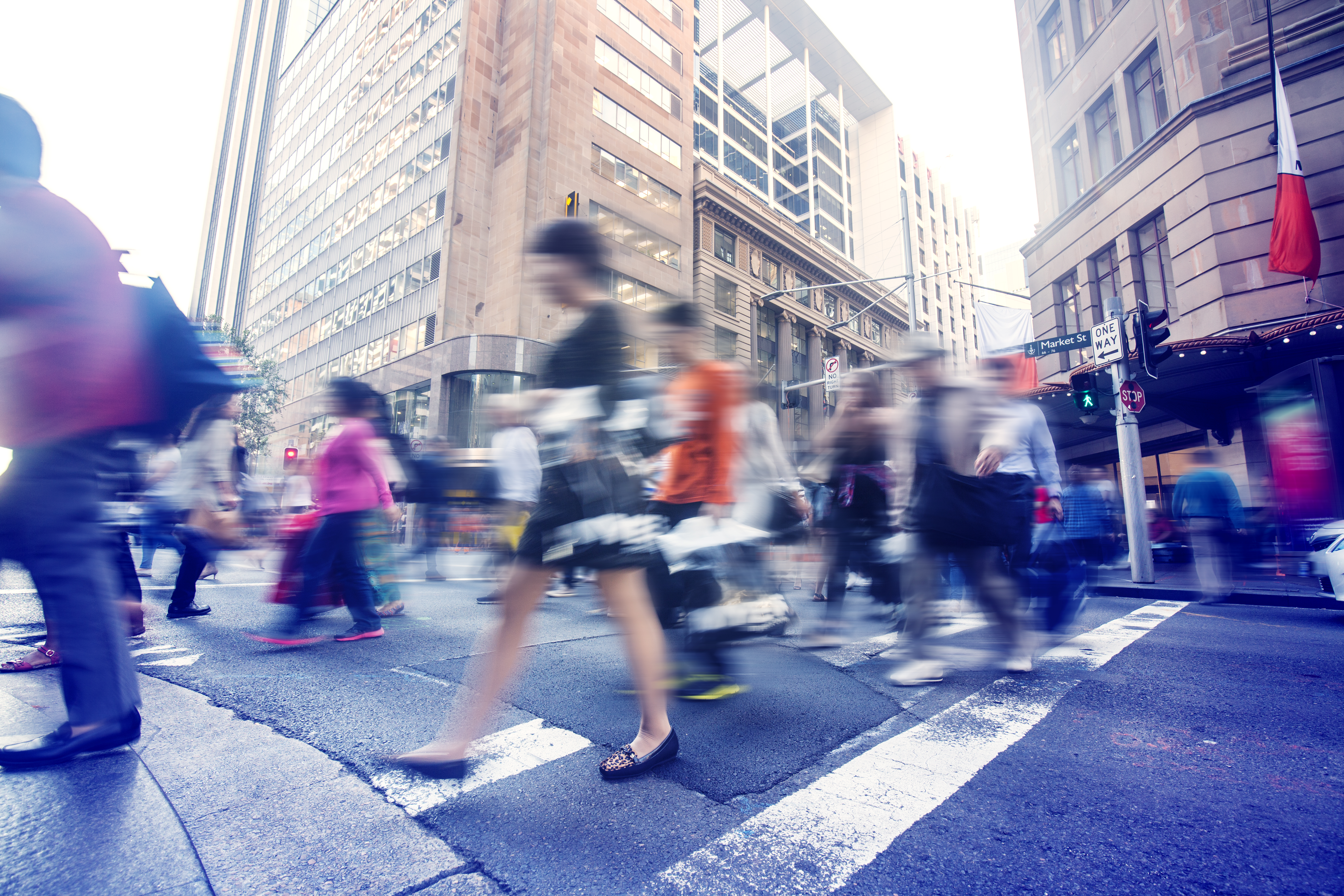 Crowds in a city