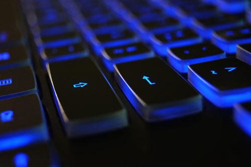 blue glowing keyboard