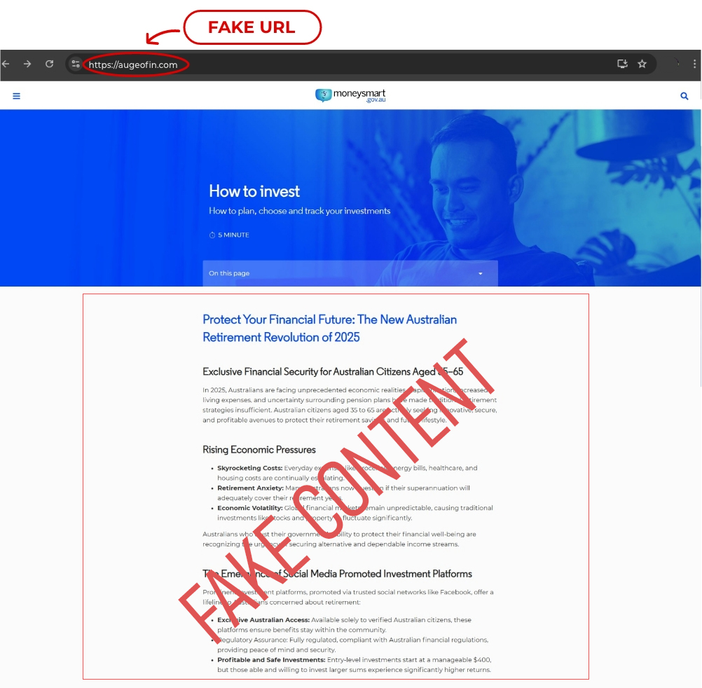 Image of fake website - click to enlarge