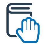 Hand on book icon